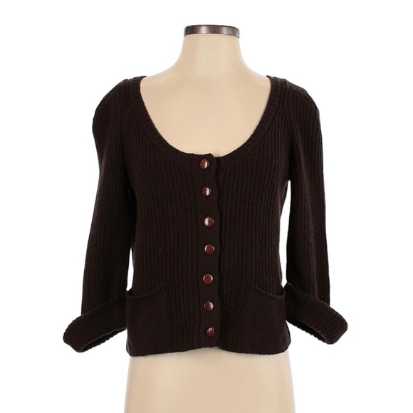 Chloe Sweaters - CHLOE size M soft dark brown wool cashmere knit cardigan in excellent condition